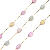 Handmade 304 Stainless Steel Dyed Shell Beads Oval Link Chains CHS-B011-03B-G-1