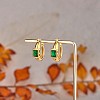 Green Cubic Zirconia Rectangle Hoop Earrings JE936A-4