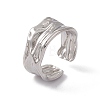 Non-Tarnish 304 Stainless Steel Twist Wave Open Cuff Ring for Women RJEW-C045-22P-1