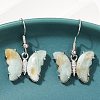 Natural Flower Amazonite Brass Dangle Earrings EJEW-M081-01P-06-4