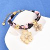 Flower 304 Stainless Steel & Natural Quartz Crystal Charm Bracelets BJEW-P375-01G-2