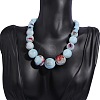 Ethnic Style Porcelain Round Graduated Beaded Waxed Cord Necklaces for Women FS-WG62C5E-02-2