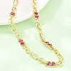 7MM Brass Pave Cubic Zirconia Figaro Chain Necklaces NJEW-D324-05G-04-4