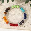 7 Chakra Gemstone and Alloy Round Beaded Stretch Bracelets TK2195-2