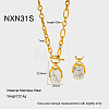 304 Stainless Steel Double-Sided Rectangle with Moon Sun Pendant Necklaces for Women WG79BAC-02-1