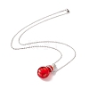 Glass Perfume Vial with Crown Pendant Necklace NJEW-H218-01B-2