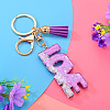 Alloy & Resin Tassel Keychainss AJEW-TADJ0001-20G-10-4
