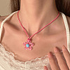 Resin Pendant Waxed Cord Adjustable Tie Choker Necklaces for Women FS-WGE1A46-05-1