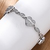 Heart & Horse Eye Brass Micro Pave Clear Cubic Zirconia Link Bracelets for Women BJEW-G740-03P-3