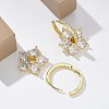 Flower Shape Clear Cubic Zirconia Hoop Earrings EJEW-F310-03G-5