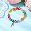 Evil Eye Resin & Acrylic Beaded Stretch Bracelets BJEW-JB10431-2