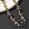 Brass Micro Pave Cubic Zirconia Flower & Leaf Link Chain Bracelets for Women BJEW-G764-03G-4