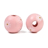 Printed Wood European Beads WOOD-G029-07A-2