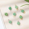 16Pcs 4 Style Round Natural Green Aventurine Pendants & Connector Charms PALLOY-SW00069-3