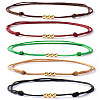 5Pcs Brass Round Bead Braided Bracelets QM9209-6-1