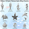100pcs 10 Style Tibetan Style Alloy Charms TIBEP-CJ0001-36-2