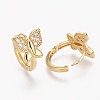 Brass Micro Pave Clear Cubic Zirconia Huggie Hoop Earrings EJEW-L231-53G-2