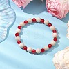 Natural Fossil & Dyed Malaysia Jade Round Beaded Stretch Bracelets for Women BJEW-JB10824-2