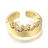 Rack Plating Brass Micro Pave Cubic Zirconia Open Cuff Rings for Women RJEW-M022-30G-2