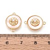 Brass Micro Pave Clear Cubic Zirconia and Shell Connector Charms KK-N287-30G-3