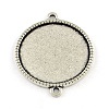 Tibetan Style Alloy Flat Round Cabochon Connector Settings TIBE-Q038-001E-AS-RS-1