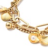 Plastic Pearl Shell and Round Ball Charm Multi-strand Bracelet BJEW-G639-27G-2