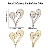4Pcs 2 Colors Alloy Heart Brooch Pin JEWB-CP0001-11-2