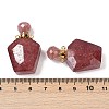 Natural Strawberry Quartz Openable Perfume Bottle Pendants G-I381-02G-03-3