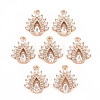 Rack Plating Brass Micro Pave Clear Cubic Zirconia Pendants KK-T060-54-RS-1