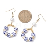 Printed Porcelain Round Dangle Earrings EJEW-JE06838-6