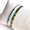 2Pcs 2 Styles Natural Fuchsite & Glass & Iron Braided Bead Bracelet Sets VQ5564-3