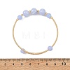 Natural Blue Lace Agate Round Graduated Beaded Brass Cuff Bangles BJEW-JB14463-02-4