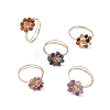 Flower Natural Gemstone Rings RJEW-JR00730-1