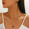 Stainless Steel Micro Pave Cubic Zirconia Stud Earrings & Pendant Double Layer Necklaces Sets for Women RT8932-4
