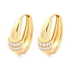 Oval Brass Micro Pave Clear Cubic Zirconia Hoop Earrings EJEW-G425-03G-4