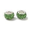 Polymer Clay Rhinestone European Large Hole Beads with Silver Color Plated Brass Cores FPDL-R002-11-3