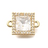 Brass Micro Pave Clear Cubic Zirconia and Glass Connector Charms KK-N289-15G-1