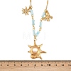 304 Stainless Steel Crystal Rhinestone and Cat Eye Conch Shape Octopus Pendant Dyed Natural Shell Bamboo Stick Link Chain Necklaces NJEW-K252-11G-5