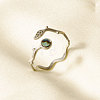 304 Stainless Steel with Natural Shell Cuff Open Rings for Women NU0412-2-1