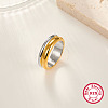 Two Tone 925 Sterling Silver Grooved Finger Rings KZ3261-3-1
