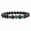 Round Natural Malachite Beaded Stretch Bracelets for Women Men XP2963-4-1