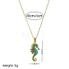 Ocean 304 Stainless Steel Aquamarine Rhinestone Sea Horse Pendant Cable Chain Necklaces for Women WGFC42F-01-5