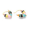Heart Brass Enamel Hoop Earrings EJEW-N060-01G-2
