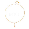 304 Stainless Steel Teardrop Pendant Lariat Necklaces for Women IX0510-1-4