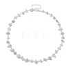 Natural Aquamarine Chip Beaded Necklaces NJEW-JN05140-01-1