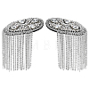 2Pcs Felt & Rhinestone & Iron Tassel Epaulettes AJEW-FH0009-07A-1