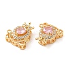 Brass Micro Pave Pink Cubic Zirconia Charms KK-F860-74G-02-2