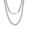 Rhodium Plated 925 Sterling Silver Cuban Link Chain Necklace NJEW-I124-001-1