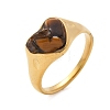 Heart Natural Tiger Eye Finger Rings RJEW-D303-01G-01-2