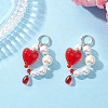 Brass Heart Hoop Earrings EJEW-TA00762-4
